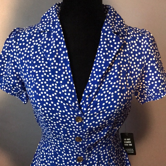 Printed Button Front Collar Dress - Picture 4 of 8